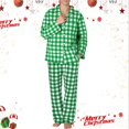 thumbnail image 2 of JAJAHO Mens Pajamas Set Matching Sleepwear Cozy Plaid Long Sleeve Button Up Lapel Shirt Loose Fit Pants Nightwear 2 Piece Outfits Trendy Home Clothes, 2 of 7
