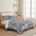 thumbnail image 5 of Quilts Full Size Bedding Set, Spring Black Gray Cobweb Lightweight Quilted Comforter, Abstract Minimalist Farmhouse Lines Soft Bedspread Coverlet with Pillow Covers for All Season, 78" x 90", 5 of 9