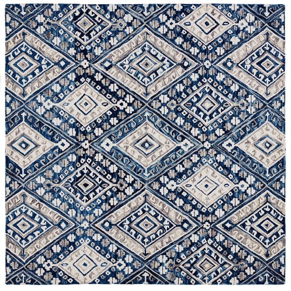SAFAVIEH Aspen Christopher Geometric Wool Area Rug, Grey/Ivory, 7' x 7' Square