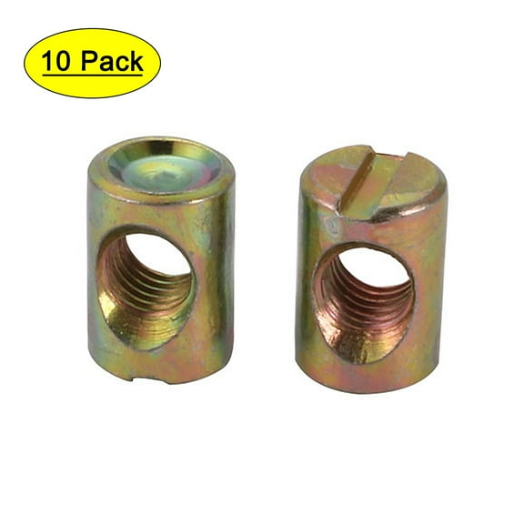Unique Bargains 10Pcs M8 Thread 18mm Length Iron Slotted Drive Cross Dowel Bucket Nut