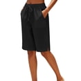 thumbnail image 6 of Womens Bermuda Shorts Drawstring Waist Athletic Loose Casual Running Comfy Summer Shorts with Pockets by Yigetop Black 2XL, 6 of 6