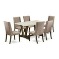 thumbnail image 2 of East West Furniture V-Style 7-piece Dining Table Set with Linen Chairs in Black, 2 of 6