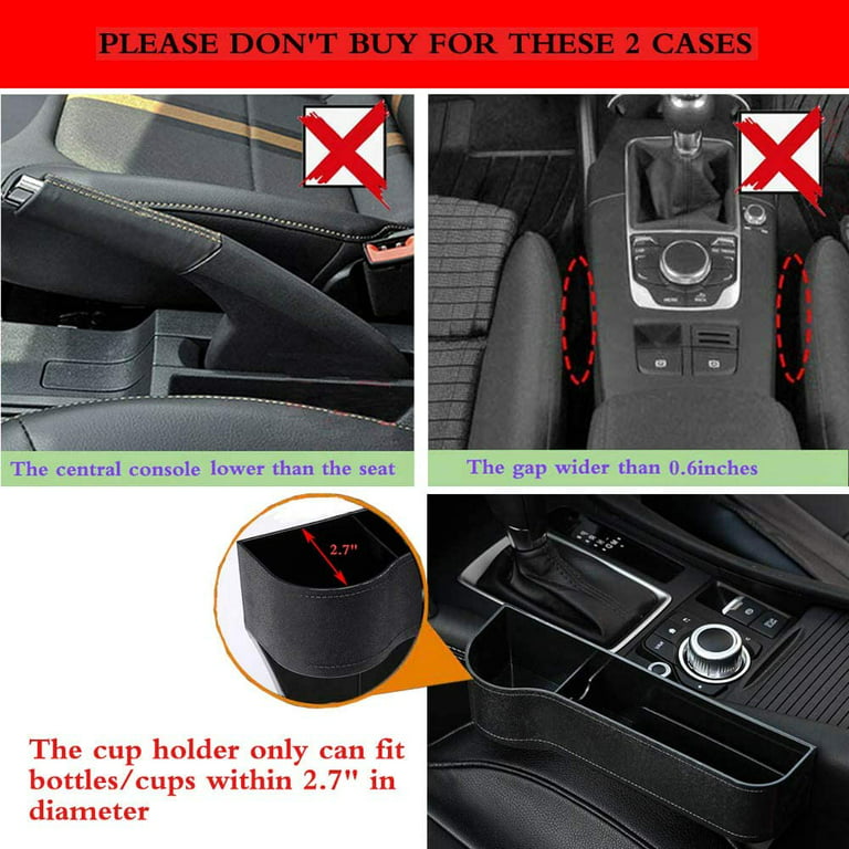Stibadium 2 Pack Car Seat Storage Pockets Box, Plastic Console Side Organizer, Auto Seat Gap Filler, Front Seat Organizer Stowing Tidying for Phone, Keys, Cards