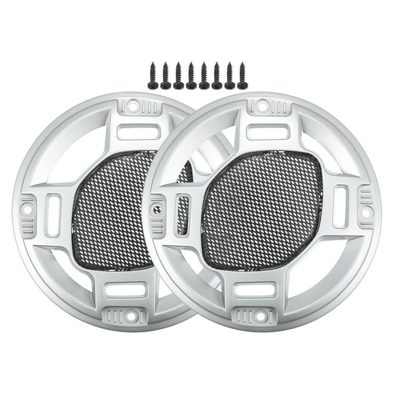 Unique Bargains 2 Pcs 4" Car Speaker Grills Cover Mesh Round Audio Subwoofer Protector w/ Screws Iron Silver Tone Black