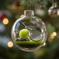 Sports Clear Glass Christmas Ball Ornaments Christmas Tree Hanging Ornaments Glass Balls Decorations Xmas Balls for Sports Enthusiast Holiday Xmas Tree Decorations Gifts,3.15in