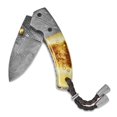 thumbnail image 3 of Damascus Steel Tinted Camel Bone Handle Knife, 3 of 5