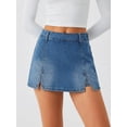 thumbnail image 5 of EMMIOL Women's Mid-Low Waisted Stretch Denim Mini Skort Y2K Casual Jean Skirt with Built-in Shorts, 5 of 7