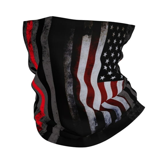 Neck Gaiter Face Mask Men Women America Thin Red Line Flag Seamless Bandana Face Cover Scarf Mask Balaclava Headband