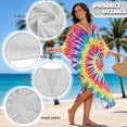 thumbnail image 6 of Xixirimido Vibrant Tie-dye Print Women Kaftan Dresses Plus Size Beach Cover Up Deep V-Neck Batwing Sleeves Swimsuit Coverups Summer Caftan Dress, 6 of 7