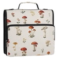 thumbnail image 2 of Water-Resistant 3-Ring Binder Organizer with Multiple Pockets Zipper Binder Bag for Office Watercolor Mushrooms Pattern, 2 of 8