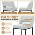 thumbnail image 4 of ClinQ Counter Height Bar Stools Set of 2, Hollow Back Kitchen Island Barstools, Upholstered Linen Fabric Counter Stools with Metal Frame, Gray, 4 of 7