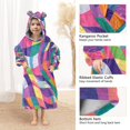 thumbnail image 3 of FORMRS Wearable Blanket Hoodie with Sleeves for Kids Cozy Flannel Sweatshirt, Colorful Wavy Pattern, 3 of 7