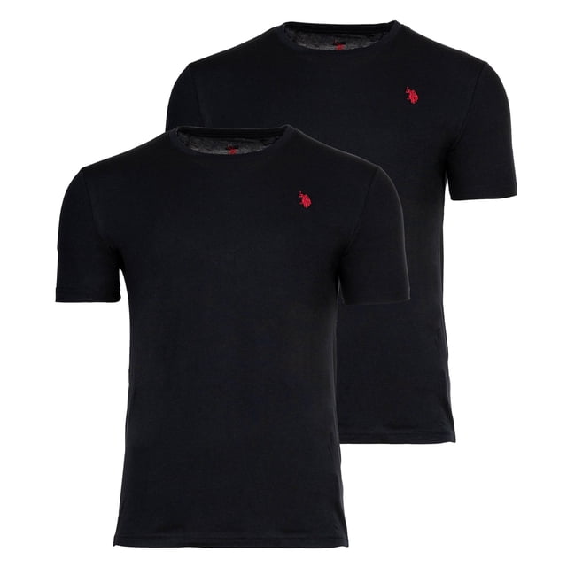 U.S. POLO ASSN. Camisetas para hombre, pack de 2 - cuello redondo, logo bordado, algodón Negro M (Medium)