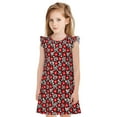 thumbnail image 1 of Balery Red Floral Camisón de princesa para niñas, pijama de algodón con mangas abullonadas, suave y bonito.-Large, 1 of 6
