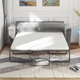 thumbnail image 3 of MUZZ Full Size Pull Out Sofa Bed, Velvet Sofa Couvh with Pull Out Bed, Sleeper Sofa Couch with Foam Mattress, 2-in-1 Sleeper Couch Bed for Living Room/Apartment/Small Spaces (Grey), 3 of 9