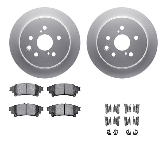 Dynamic Friction Company Rear Geospec Brake Rotors with 5000 Advanced Brake Pads includes Hardware 4512-75049