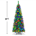 thumbnail image 2 of 6Ft/7.5Ft/9Ft Pre-Lit Artificial Flocked Pencil Christmas Tree, Xmas Tree with LED Lights, Slim Artificial Holiday Trees, Christmas Decorations for Office, Home, Holiday, 2 of 8