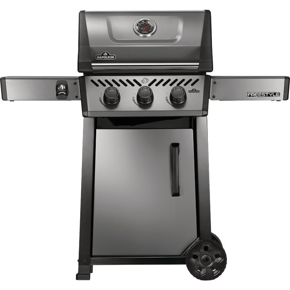 Napoleon Freestyle 365 Natural Gas Outdoor Grill, Graphite Grey 3-Burner BBQ with Stainless Steel Cooking Grates