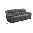 thumbnail image 5 of Benjara Diko 99" Dual Power Recliner Sofa- Cushioned Tufted Seats- Gray Finish, 5 of 6