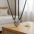 thumbnail image 3 of Pompotops Matching Magnetic Heart Necklace for Couples Two Souls One Heart Pendant Necklace Wishing Stone Birthday Anniversary Jewelry Gift for Friend, 3 of 9