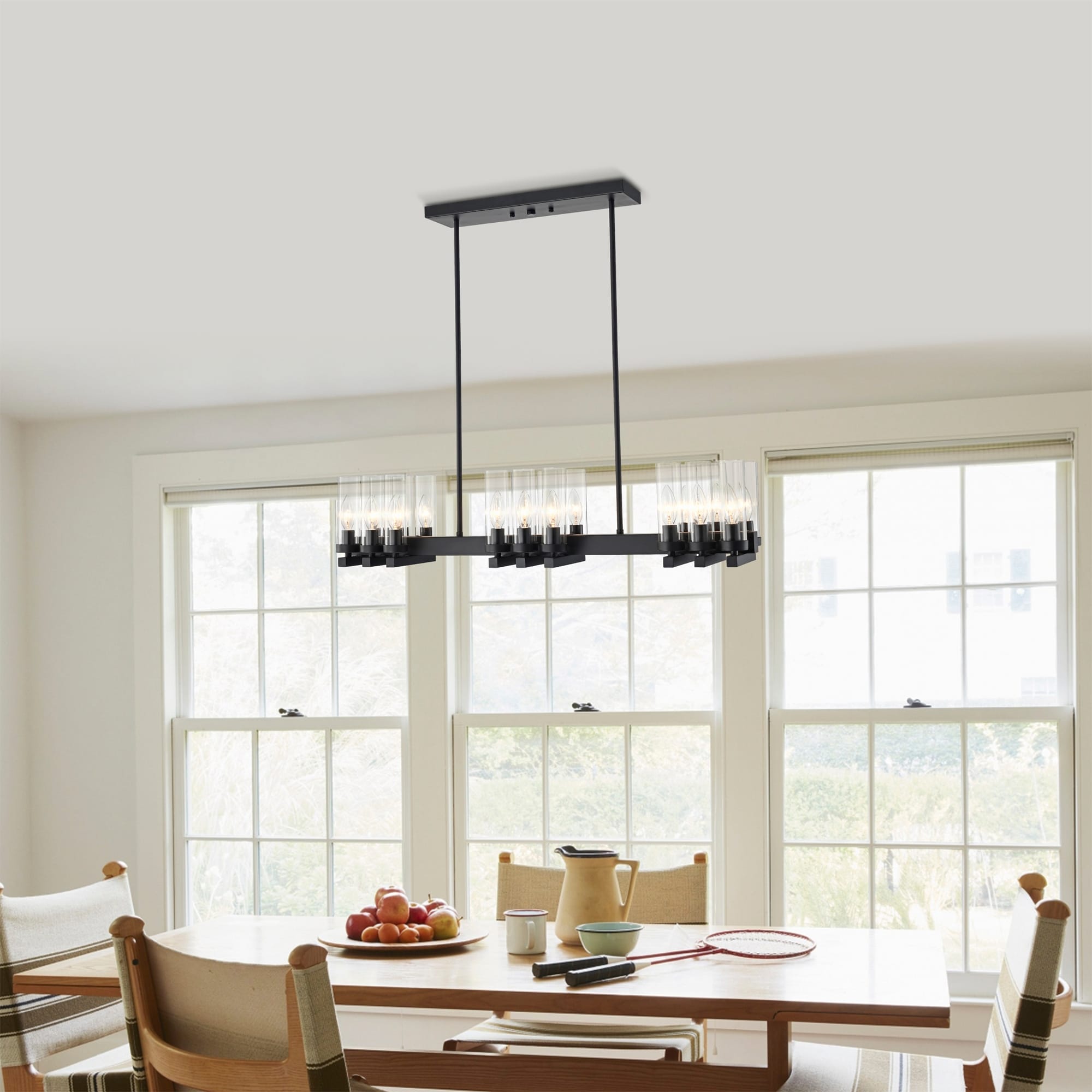 Edana 36 in. 18-Light Indoor Matte Black Finish Chandelier with Light Kit