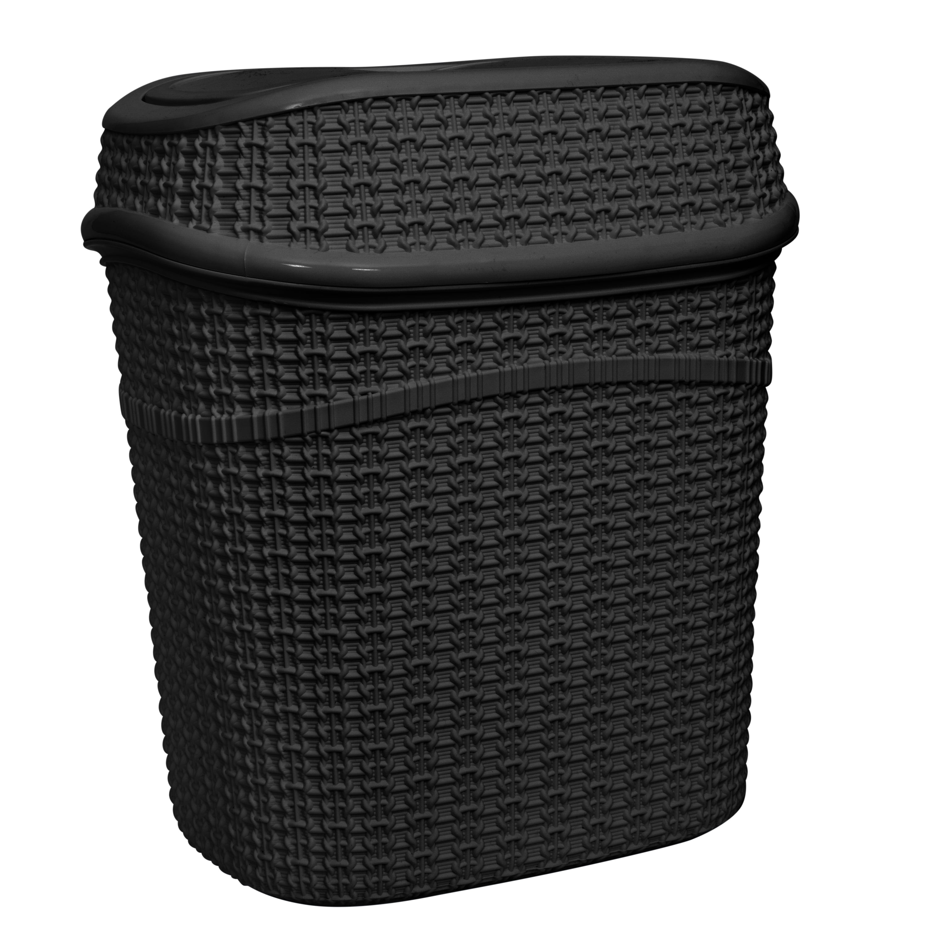 Bath Bliss 2.5 gal Sailor Knot Plastic Swing Top Bathroom Trash Can, Matte Black