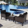 thumbnail image 7 of 3PCS Outdoor Rattan Conversation Set Patio Garden Sofa Black, 7 of 7