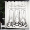 thumbnail image 4 of Ambesonne Sketch Shower Curtain, Castle Baroque Curtains, 69"Wx75"L, White Black, 4 of 5