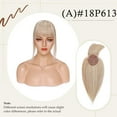 thumbnail image 4 of MY-LADY Clip In Remy Topper Hairpiece With Bangs Human Hair Clip On Toupee Wispy Bangs For Women Middle Part With Hair Loss Thinning Hair #18P613 Ash Blonde & Bleach Blonde, 4 of 8