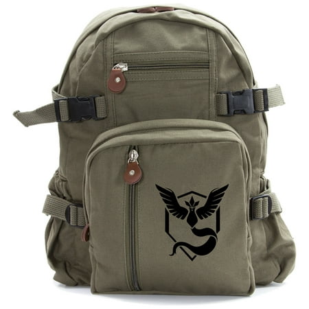 Pokemon Go TEAM MYSTIC Articuno Canvas Backpack Bookbag Army School Sports (Best Pokemon Wifi Team)