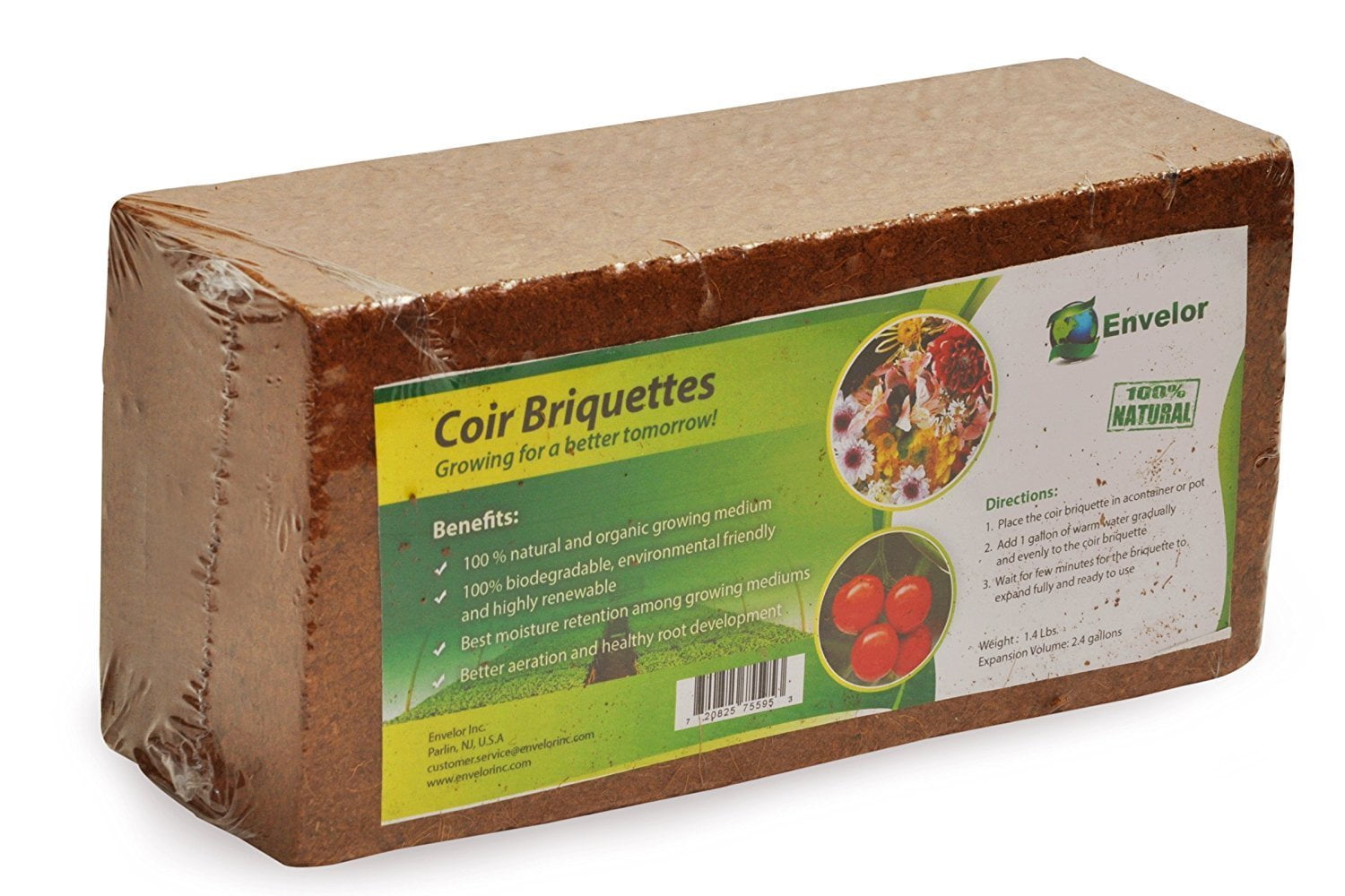 Envelor Home and Garden Organic Coco Coir Growing Medium Coconut Fiber