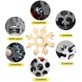 thumbnail image 3 of Stainless Steel Bicycle Multitool, Multifunctional tool, 18-in-1 Snowflake Multitool, Card, Snowflake Key Ring, Bottle Opener, Ring Spanner(Golden), 3 of 7