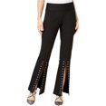 thumbnail image 1 of INC Pantalones de pierna ancha casuales con ojales divididos para mujer, negro, 8, 1 of 1