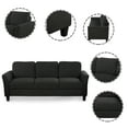 thumbnail image 3 of Hassch 3-Seat Sofa Fabric Three-Seater Sofa for Living Room Home Relax, Black (Not Included the Pillow), 3 of 10