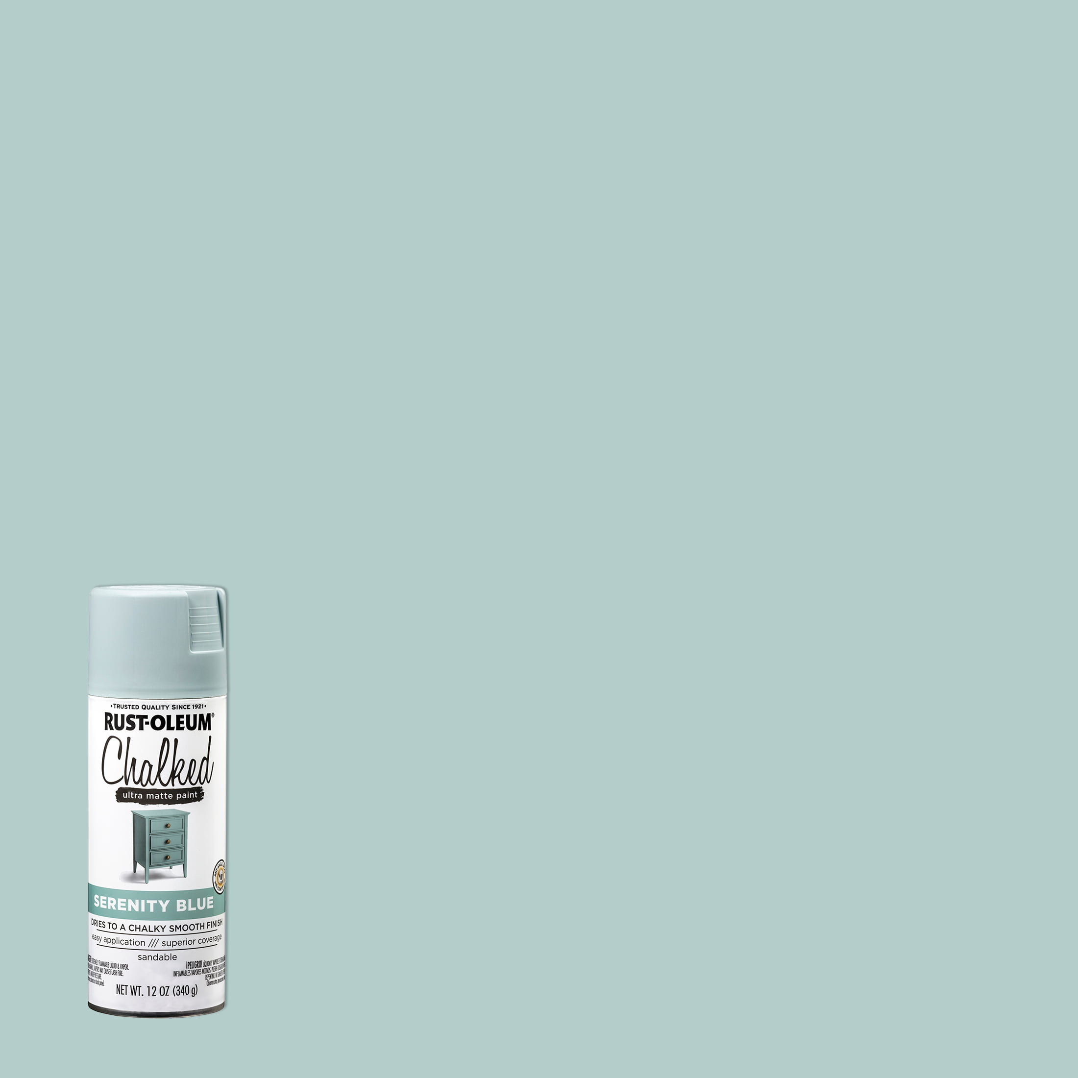 (2 pack) 6 Pack, Serenity Blue , Rust-Oleum Ultra Matte Chalked Spray Paint, 12 oz