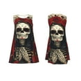 thumbnail image 7 of Daiia Gothic Skull With Roses Print Women's Dresses 2025 Trendy Short sleeve Dresses Casual Baggy Flowy Maxi Sun Dresses, 7 of 7