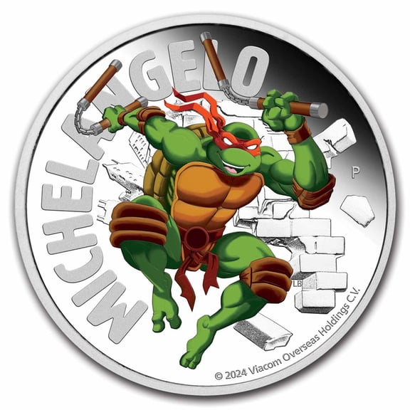 2024 TUV 1 oz Silver Colorized TMNT Michelangelo Proof (Box)
