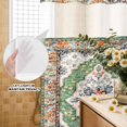 thumbnail image 2 of No Hook Shower Curtain with Built-in Rings - Retro Boho Washable Waterproof Fabric Bathroom Curtains for Hotel,Rentals, 72 X 78 Inch Long , Aztec Southwest Tribal Floral Pattern Green Orange, 2 of 9