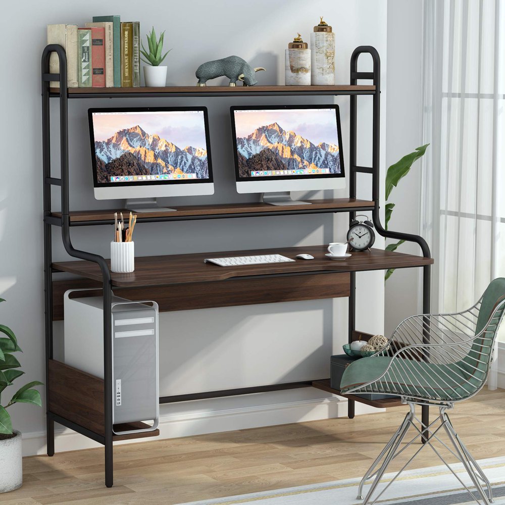 Tribesigns 55 Inch Computer Desk with Hutch and Shelf, Home Office Desk