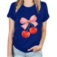 thumbnail image 5 of Summer Clearance Sales kttectoa Summer Casual Loose Tunic T-Shirt Tops for Women Trendy Cherry Print Tops Crewneck Short Sleeve T Shirts for Women Active Running Errands, 5 of 5