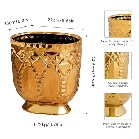 Gold Ceramic Trash Can - 1.32 Gallon