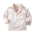 thumbnail image 6 of 2-Piece Silk 𝐏ajamas Set for Kids Toddler Boys Girls Long Sleeve Satin 𝐒leepwear Button Down Shirt+Pants Baby Outfit, 6 of 9