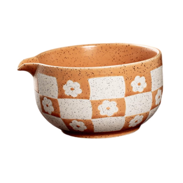Tazón de matcha con boquilla, ideal como regalo para el hogar o la oficina. Perfecto para amigos o familiares. Chawan, té tradicional. Beige Naranja