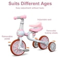 thumbnail image 3 of XIAPIA 3 in 1 Toddler Bike for 2-4 Year Old Girl, Kids Tricycle with Adjustable Seat, Detachable Pedal and Training Wheels, Baby Balance Bike Trikes Riding Toys, Kids Chirstmas Birthday Gifts Pink, 3 of 5