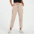 thumbnail image 2 of BVOFAR Womens Cargo Hiking Pants with Zipper Pockets Lightweight Straight Leg High Waisted Trousers Athletic Trouser for Travel Climbing Hiking Khaki L, 2 of 9