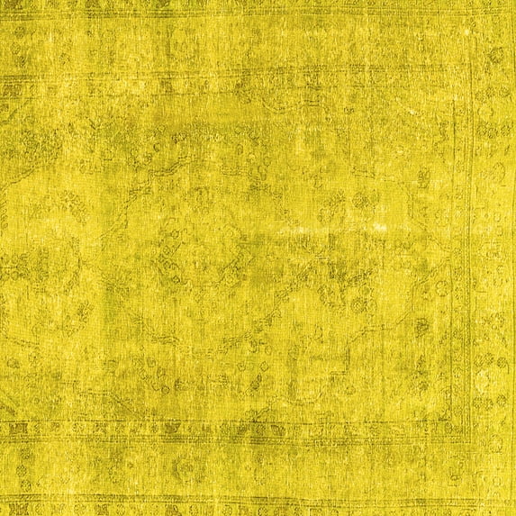 Ahgly Company Machine Washable Indoor Square Persian Yellow Traditional Area Rugs, 3' Square
