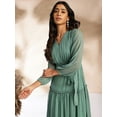 thumbnail image 4 of Janasya Indian Women's Sage Dobby Chiffon Solid Tiered Dress, 4 of 5