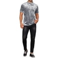 thumbnail image 2 of INSPIRE CHIC Velvet T-Shirts for Men's Short Sleeves Mock Neck Pullover Velour Tee Tops, 2 of 6