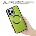 thumbnail image 2 of for iPhone 14 Pro Max Magnetic PU Leather Case, Compatible with MagSafe, Classic Wireless Charging Shock Absorbing Ultra Slim Grip Friendly Drop Protective Back Cover, Green, 2 of 9