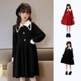 thumbnail image 1 of Zwiiyzr 2025 Robes de Princesse pour Filles Chandail Col Poupée Robe à Revers Manches Longues Robe Tricotée à Volants Taille 2-10 Ans Bordeaux, 1 of 9